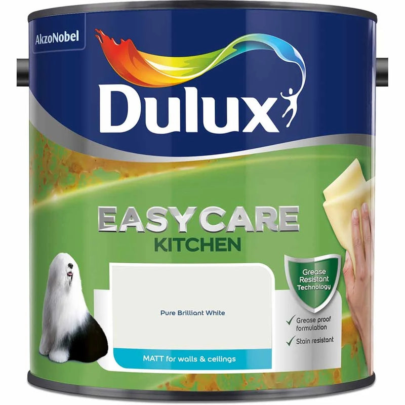 Dulux Easycare Kitchen Pure Brilliant White Matt Emulsion Paint 2.5L