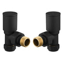 Round Angled Radiator Valve - Pair - Black