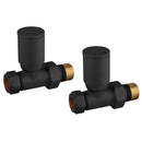 Round Straight Radiator Valves - Pair - Black