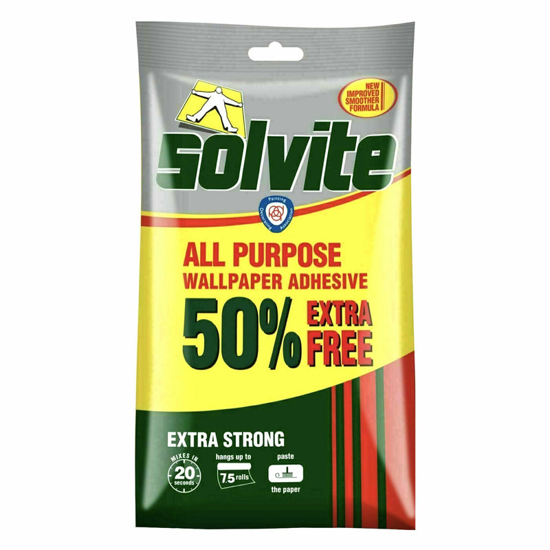 Solvite All Purpose Wallpaper Adhesive Sachet 5 Rolls + 50% (7.5 total) 138g