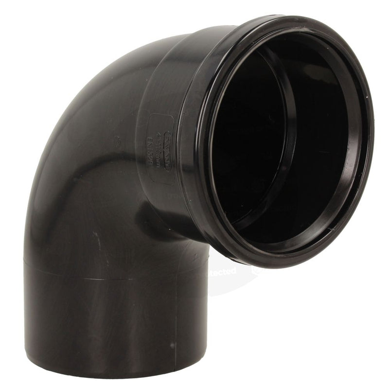 Soil 110mm Ring Seal Black Soil 92 Degree Single Socket Bend