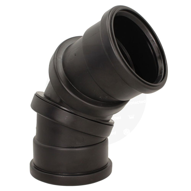 Soil 110mm Ring Seal Black Soil 90 Degree Double Socket Adjustable Bend